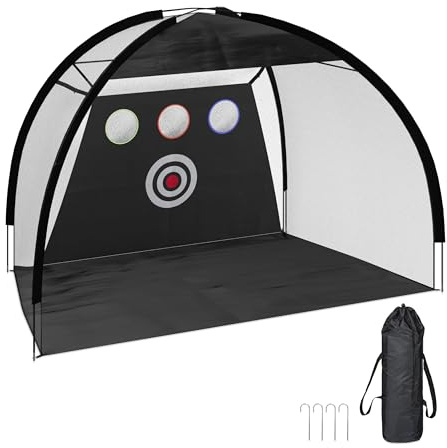 Relaxdays Rete da Golf da Allenamento, 200x300x170 cm, Porta Portatile con Borsa per Trasporto e Picchetti, Nero Bianco