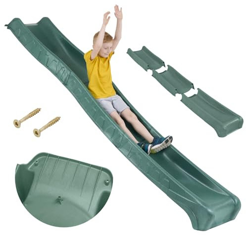 Kinderrutsche Outdoor 3 m lang für Kinder ab 3 Jahren Podesthöhe 150 cm (+/- 5 cm) Gartenrutsche für Spielhaus & Spielturm als Wasserrutsche für den Garten geeignet (Grün)