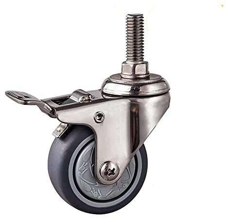 Bürorollen, 50-mm-Lenkrolle, Lenkrollen aus Edelstahl 304, Möbelrollen, mit Gewinde M10 x 25 mm