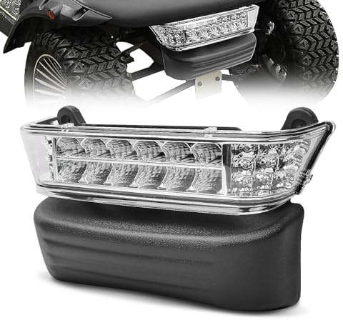 Nuojinsi Golf Cart LED Head Light with Bumper Replacement for Club Car Precedent 2004-UP Electric Golf Carts Front Replace Head Light 12V