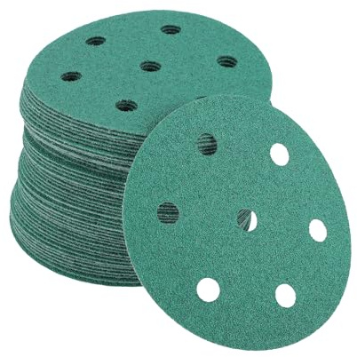 TUCKBOLD Car Sanding Discs 3.5inch 7 Hole 80 Grit Abrasion Resistance | Round Hook and Loop Sandpaper Green 50 Pcs
