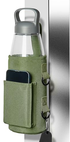 TINDERDRY Magnetischer Turnbeutel, magnetischer Wasserflaschenhalter, mit Handytasche, Silikon-Handtuchschnalle und Schlinge für einfache Befestigung an Metall-Trainingsgeräten (schwarz)