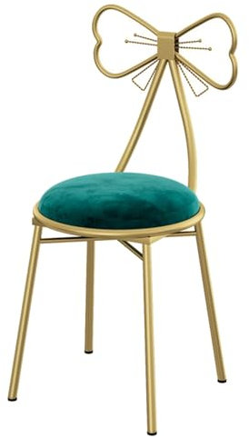 Schmetterling Frisiertisch Stuhl, Moderner Frisierstuhl, Rosa Schminktisch Hocker, Schminktischhocker mit Schleife aus Metall Stuhl Samt Ankleidetisch Sitz(Green)