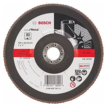 Bosch Faecherschleifscheibe X571 Best for Metal 180mm Korn 80, 1 Stk. (Packung mit 10)