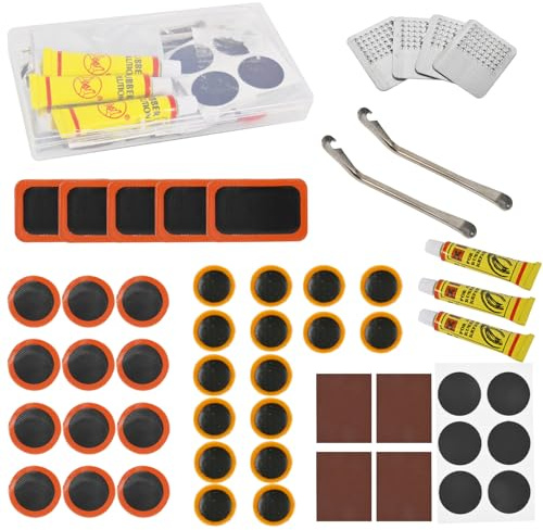 xflyxin Bicycle Tire Repair Kit, Bicycle Inner Tube Repair Kit - Contains 39 Patches, Metal Lever, Suitable for Motorcycle Electric Bicycle Scooter Mountain MTB BMX Bike