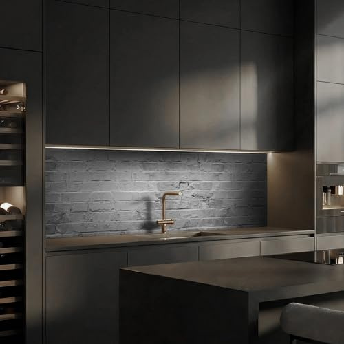 Dedeco Küchenrückwand Motiv: Stein V1, 3mm Aluminium Alu-Platten als Spritzschutz Fliesenspiegel zum Aufkleben Wandschutz wasserfest, UV-Lack matt, alle Untergründe, 220 x 60 cm