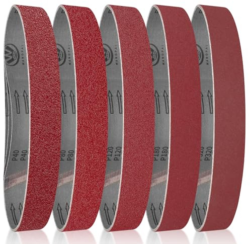FEIHU 10 pièces Bandes abrasives 40 x 760 mm. Ensemble de Bandes Abrasives,pour ponceuses à bande, métal,bois,polissage （240 Grain）