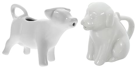 Gatuida 2pcs Animal Shaped Ceramic Pot Cute Milk Jug Ceramic Creamer Shape Creamer for Coffee Shop Home Kitchen