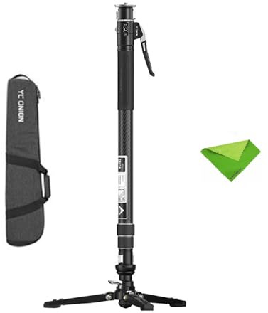 YC Onion Pineta Pro Carbon Fiber Monopod with Pedal Base, Lightweight Travel Monopod Light Stand with Quick Release Plate for Sony Canon Nikon Fuji DSLR Cameras, Gimbal and etc Max Load 11lb/5Kg