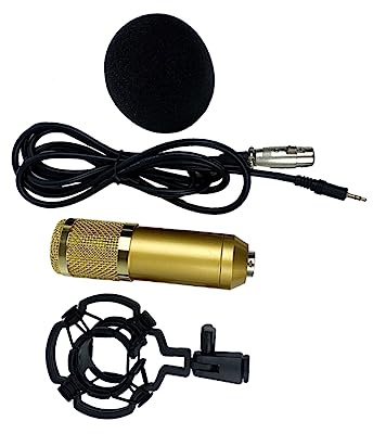 JOINPAYA Bm-800 Kondensatormikrofon Gold Doppellagiges Gitter Großes Membran Soundhead Korrosionsbeständig für Konferenzen Gesangsaufnahmen und Karaoke