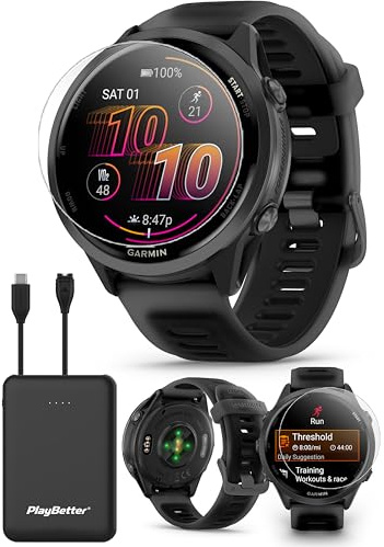 Garmin Forerunner 570 (47 mm, Slate Gray) Triathlon GPS Smartwatch Bundle