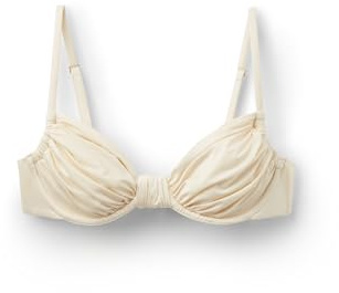 CALZEDONIA Woman's Balconette Swimsuit Top Shiny Satin in Cream, Size XL