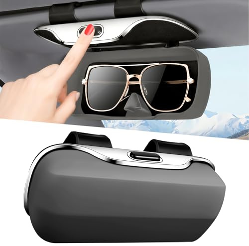 Veftsvy Auto-Brillenetui, Auto-Visierbox, tragbarer Sonnenbrillenhalter für Fahrvisier, Auto-Objektivhalter, Auto Sonnenbrille Aufbewahrungbox, Brillenhalter für Auto Sonnenblende (Gris)