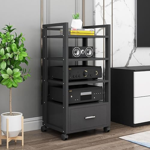 Élégant support stéréo – Support multimédia pour équipement audio HiFi et armoire AV – Rack audio et étagère pour système de divertissement à domicile et stockage multimédia