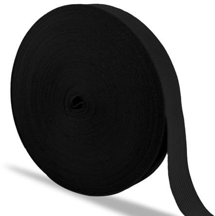 PIWOSGOL Goma Elastica Costura 20m x 20mm, Negra Cinta Elastica Costura, Manualidades Costura Diy, Cuerda Plana Trenzada, Elástico para Pantalones Ropa