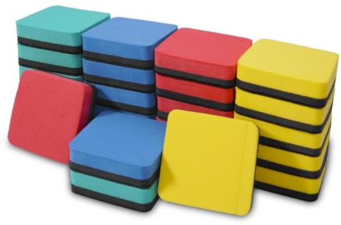 SITHON 24 pezzi di spugna magnetica per lavagna bianca, 5 x 5 x 1,5 cm, cancellatore per lavagna bianca, spugna per aule, ufficio e casa