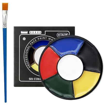 6 Colors Face Body Paint, Washable Non-Toxic Face Paint FX Makeup Palette Professional Red Blue White Black Green Yellow Face Paint for Zombie Vampire Skeleton Halloween Cosplay SFX Makeup