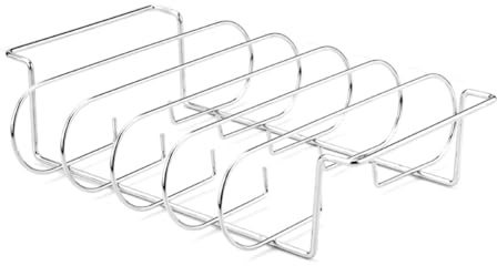 MOLERRI Non-Stick-Edelstahl-Rippengestell zum Grillen für 4 Rippengestelle, Grillgestell Silber