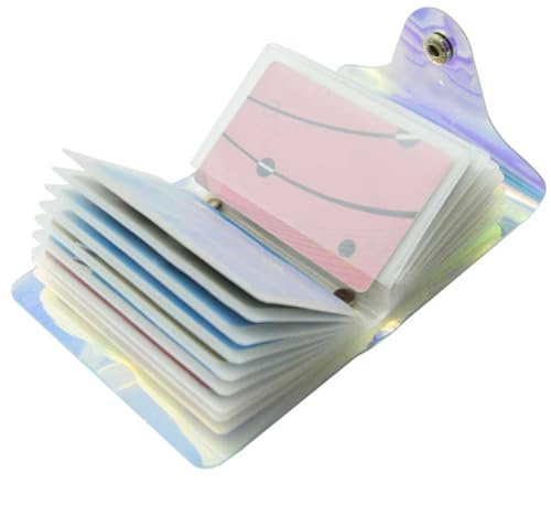 IHIGOGOFA Porte Cartes de Crédit Femme Homme 24 Fentes Design Transparent à Effet Laser