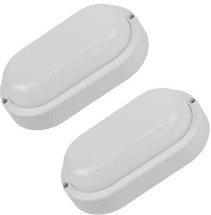 LUXULA 2 Stück LED Kellerlampe Ovalleuchte Weiß 12W 1080lm, IP54 | CCT 3000K 4000K 6500K einstellbar, IP54 Wandlampe für Bad, Flur, Keller, Garage, Terrasse und Balkon, Kunststoff