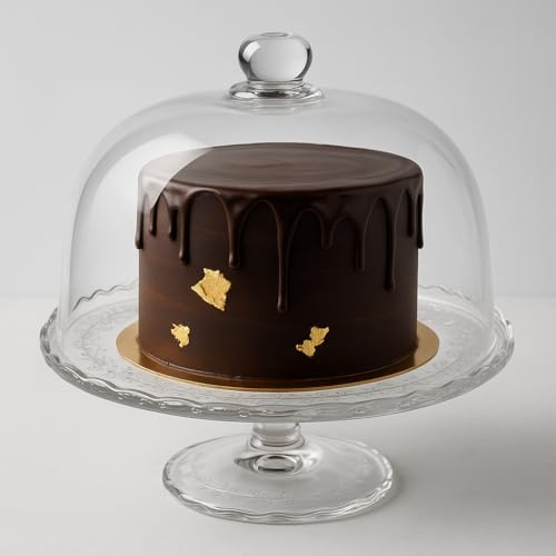 Bobzo Glass Serving Stand with Lid 29cm – Clear Cake Stand & Cheese Dome for Parties, Desserts & Table Display | Elegant Food Storage Cover for Kitchen & Dining
