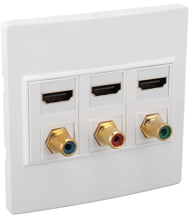 SENECESLI Wandplatte mit 3 Anschlüssen, 4K, 60 Hz, HD-Multimedia-Schnittstelle, 2.0-Buchse, Einfache Installation, Heimnetzwerk, Arbeit, ABS, Weiß, 1 Packung