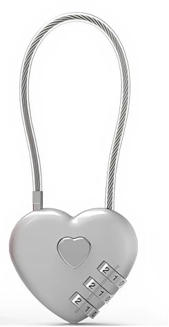 hindraem Cadenas 2 pièces, design en forme de cœur, durable, pour les salles de sport et les bijoux, et à combinaison, cheveux gris, 06U(50CM)