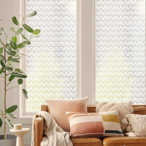 Fensterfolie Weißes Muster Milchglasfolie Selbstklebend Fenster Sichtschutzfolie Fenster Sichtschutz Fensterfolie Blickdicht Milchglasfolie Statisch Haftend Sichtschutzfolie Bad 43x200cm/1 Pcs