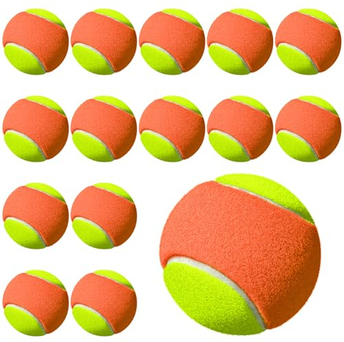 PORFOYO 15 Stück Tennisbälle, Tennisbälle Anfänger, 6,3–6,5 cm Tennis Training Balls, Tennisbälle Training, Für Tennistraining Und Einsteiger In Orange