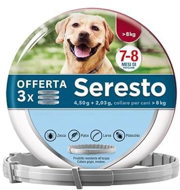 Pack 3 Collari per Cani - Contro Zecche, Pulci e Pidocchi (Oltre 8 Kg)