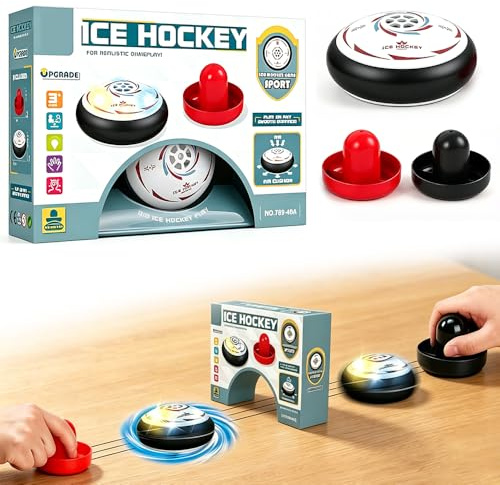 Air Hockey Hover Puck, HOVCEH bärbar lufthockeyuppsättning med 2 racketar, inomhus och utomhus hockeyleksak, simulerat hockeyspel för barn och vuxna