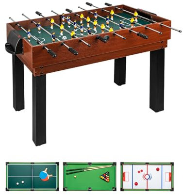 shelfmade Multifunktionaler Spieltisch, Tischfußball für Kinder, Holz, umbaubarer Billardtisch, Mini-Tischtennistisch – Multi-Spieltisch für Erwachsene – 10 Spiele in 1