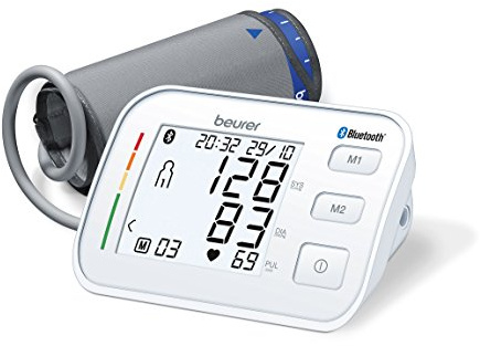 Beurer BM57 Upper Arm Blood Pressure Monitor | Large Cuff Upto 43 cm | Health Manager Pro App Connection with Certified Data Protection | Arrhythmia Detection | Colour-Coded Risk Indicator