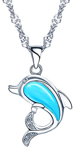 Yumilok 925 Sterling Silber Katzenauge Zikonia Süßer Delphin Anhänger Halskette Kette mit Anhänger für Damen Kinder