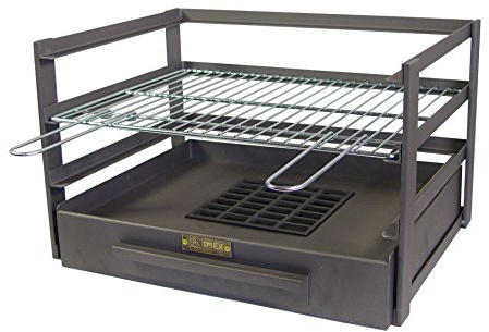 IMEX EL ZORRO 71474.0 Cajón Barbacoa con Parrilla Cincada, Negro, 46 x 41 x 35 cm