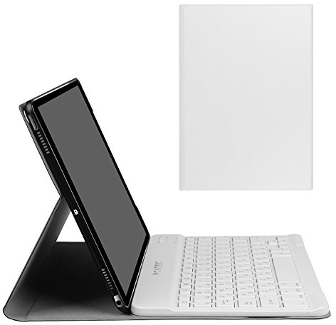 Funda con teclado para iPad Pro 10.5, ultrafina, extraíble, inalámbrico, Bluetooth, plegable, de piel sintética, para Apple iPad Pro 10.5 / A1701, A1709 (para iPad Pro 10.5, blanco)