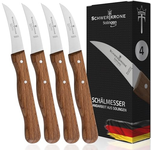 Solingen knivsats trähandtag bok rak böjning/grönsakssensor vass kökskniv skalkniv för alla syften kniv/Tyskland rostfri 3 tum/handavdrag – tunn slipning – superskärp – diskmaskinssäker