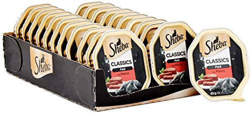 Sheba Paté Classics, Cibo per Gatto con Manzo, 22 Vaschette da 85 g, Totale 1870 g