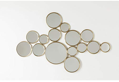 Kare Design Spiegel Bubbles Messing Gold, Wandspiegel, Dekospiegel Rund, Flurspiegel, Designspiegel, Badspiegel, (H/B/T) 93x138x2cm