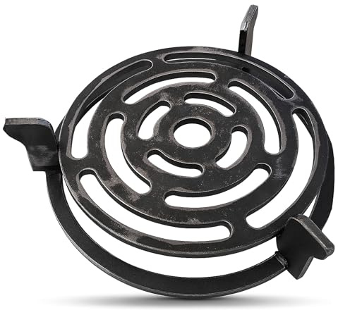Becker Design® Wok- & Pfannenhalter (Aufsatz) für Feuerplatte ⌀ 20cm (MADE IN EUROPE) - Grillaufsatz & Grillrost für Feuertonne & Kugelgrill (rund) legierter Stahl mit abnehmbaren Rost (Zubehör)