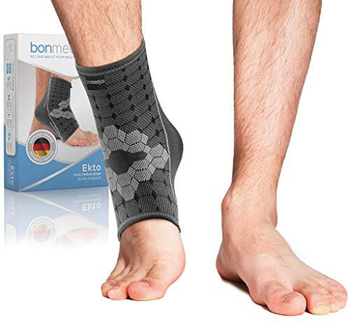 bonmedico Professional Chevillère Entorse Tasano - Protège Cheville Compressif Homme/Femme - Chevillère De Maintien Sport,M Gris