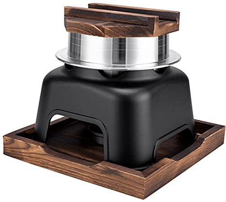 AIZYR Home Kitchen Shabu Hot Pot - Alcohol Stove Small Chafing Dish with Wooden Lid & Pot Holder for Hiking Picnic,L