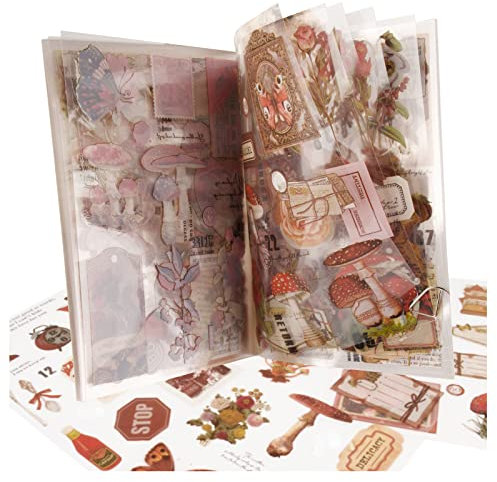 166 Stück Scrapbooking Aufkleber Set Selbstklebend Blumen Pilze Verschiedene Muster Sticker für DIY Scrapbook Zubehör Fotoalbum Tagebuch Fotobuch Notizbuch Journal Kalender Selbst Gestalten