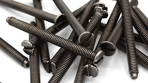 Pack of 10 Electrical Screws 40mm Black Nickel M3.5 Long Socket Screw Switch Plugs Fixings Flat Slotted Head Fully Threaded Bolt