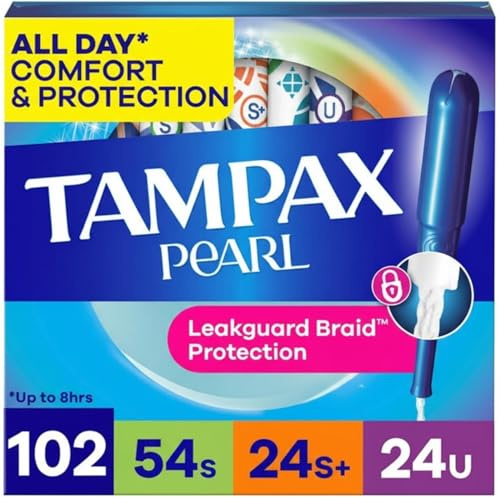 Tampax Pearl Tampons Triopack, Super/Super Plus/Ultra Saugfähigkeit mit BPA-freiem Kunststoffapplikator und LeakGuard-Geflecht, ohne Duft, 34 Stück x 3 Packungen (insgesamt 102 Stück)