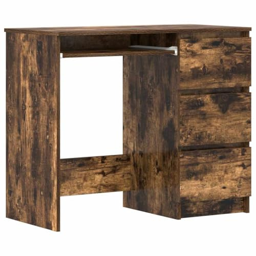 vidaXL Desk Smoked Oak 90x45x76 cm Engineered Wood