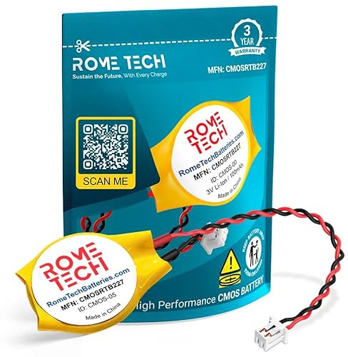 Rome Tech CMOS Battery for Lenovo ThinkPad E590 (Type 20NB, 20NC) - BIOS RTC 3V CR2032 CMOS Battery for PC Motherboard with 2 Pin 2 Wire Cable