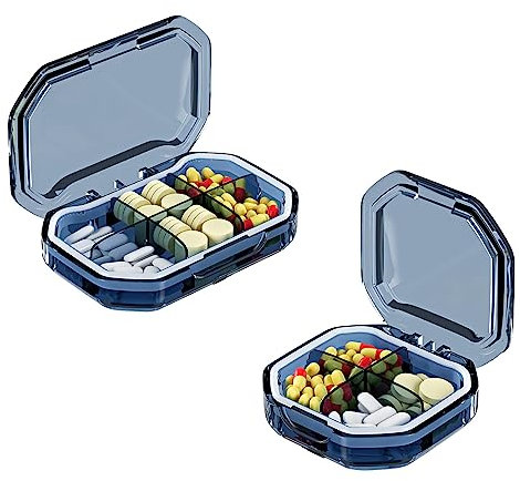 EACHPT Tablettenbox 2 Stück Pillendose Klein 4 Fächer+6 Fächer,Reise Pillen Organizer Tragbare Pillenbox Fächer Feuchtigkeitsfest Medikamentenbox Kleine Pillendose für Taschengeldbörse