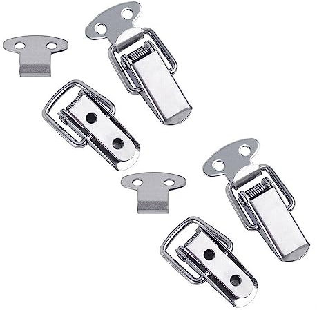 4pcs Stainless Steel Toggle Latches Cabinet Boxes Spring Loaded Latch Catch Toggle Clamp Hasp Mini Lock for Chest Box