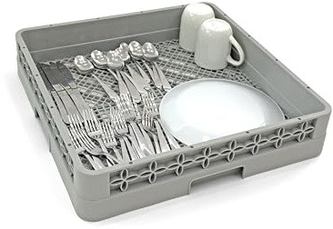 Farag Janitorial Flatware Rack for Commercial Dishwasher | Full Size Combination | Polypropylene | Gray